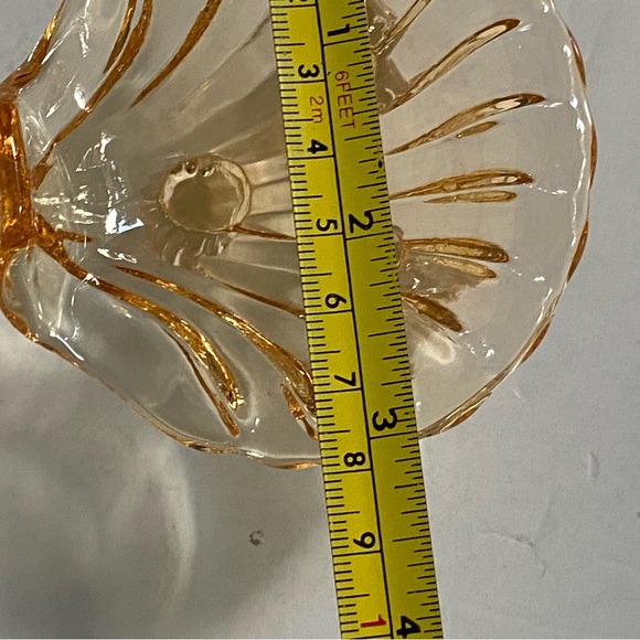 Vintage Shell Glass Trinket Dish Footed Peach Small Beach Ocean 3” EUC Jewelry - Picture 7 of 16